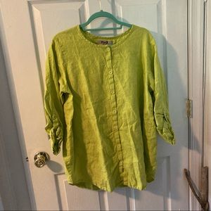 Flax Green Button Down Linen Shirt